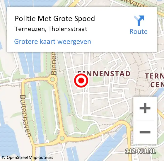 Locatie op kaart van de 112 melding: Politie Met Grote Spoed Naar Terneuzen, Tholensstraat op 9 september 2024 17:46