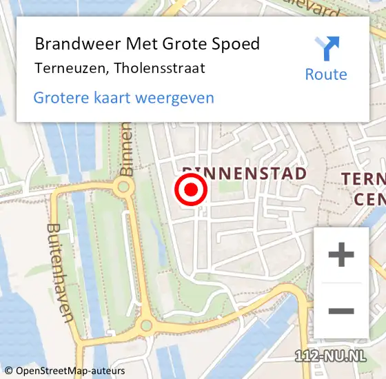 Locatie op kaart van de 112 melding: Brandweer Met Grote Spoed Naar Terneuzen, Tholensstraat op 9 september 2024 17:50