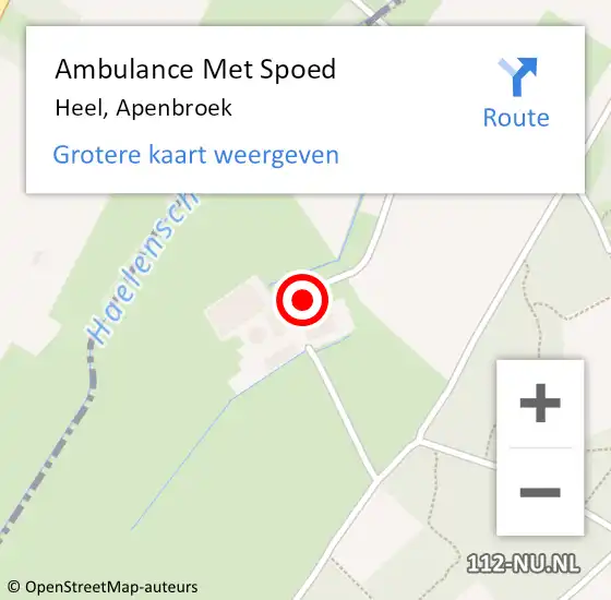 Locatie op kaart van de 112 melding: Ambulance Met Spoed Naar Heel, Apenbroek op 19 oktober 2014 14:54