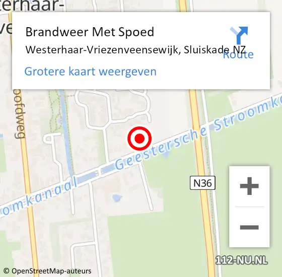 Locatie op kaart van de 112 melding: Brandweer Met Spoed Naar Westerhaar-Vriezenveensewijk, Sluiskade NZ op 9 september 2024 18:08