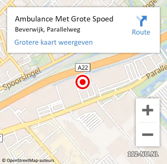 Locatie op kaart van de 112 melding: Ambulance Met Grote Spoed Naar Beverwijk, Parallelweg op 9 september 2024 18:16