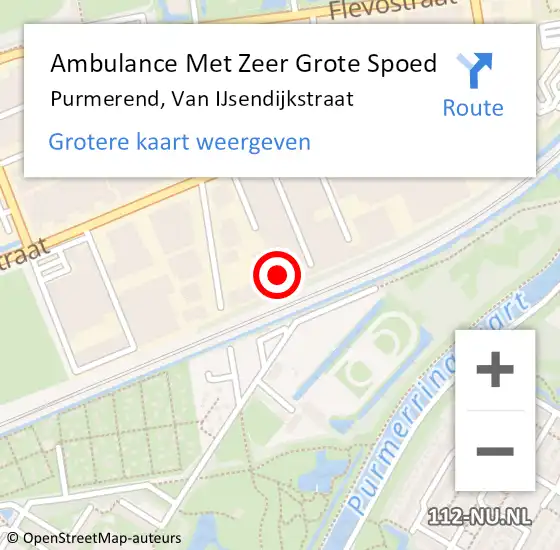 Locatie op kaart van de 112 melding: Ambulance Met Zeer Grote Spoed Naar Purmerend, Van IJsendijkstraat op 9 september 2024 18:22