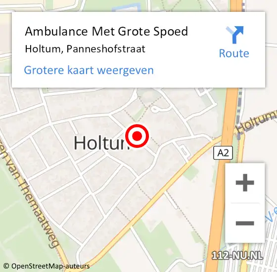 Locatie op kaart van de 112 melding: Ambulance Met Grote Spoed Naar Holtum, Panneshofstraat op 19 oktober 2014 14:56