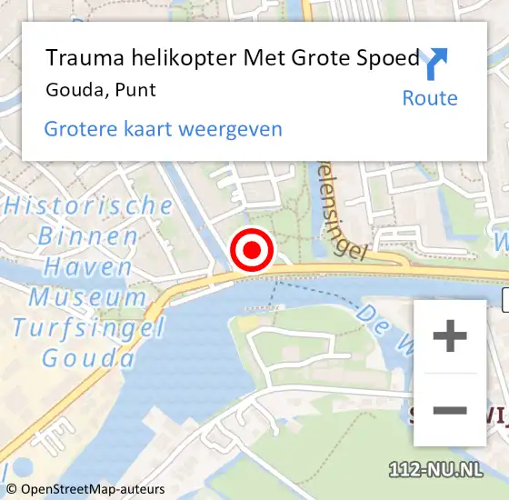 Locatie op kaart van de 112 melding: Trauma helikopter Met Grote Spoed Naar Gouda, Punt op 9 september 2024 18:33