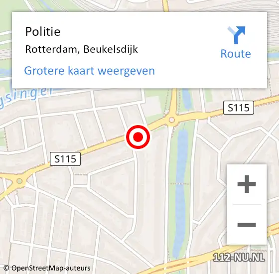 Locatie op kaart van de 112 melding: Politie Rotterdam, Beukelsdijk op 9 september 2024 18:33