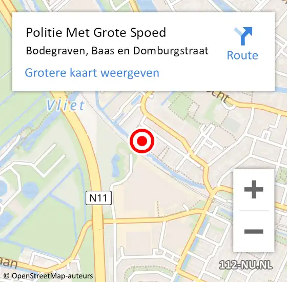 Locatie op kaart van de 112 melding: Politie Met Grote Spoed Naar Bodegraven, Baas en Domburgstraat op 9 september 2024 18:36