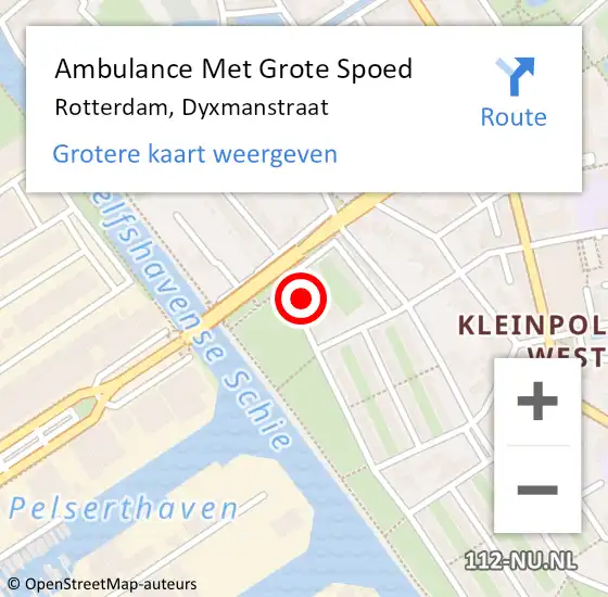 Locatie op kaart van de 112 melding: Ambulance Met Grote Spoed Naar Rotterdam, Dyxmanstraat op 9 september 2024 18:48