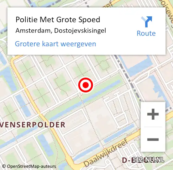 Locatie op kaart van de 112 melding: Politie Met Grote Spoed Naar Amsterdam, Dostojevskisingel op 9 september 2024 18:55