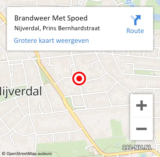 Locatie op kaart van de 112 melding: Brandweer Met Spoed Naar Nijverdal, Prins Bernhardstraat op 9 september 2024 19:05