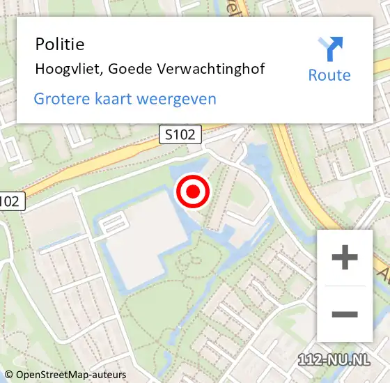 Locatie op kaart van de 112 melding: Politie Hoogvliet, Goede Verwachtinghof op 9 september 2024 19:13