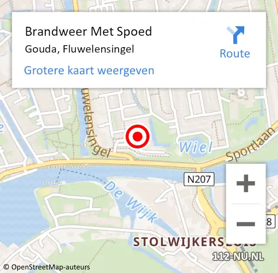 Locatie op kaart van de 112 melding: Brandweer Met Spoed Naar Gouda, Fluwelensingel op 9 september 2024 19:17