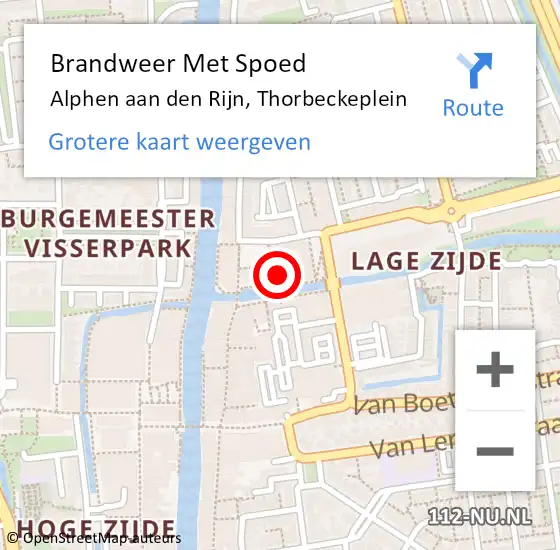 Locatie op kaart van de 112 melding: Brandweer Met Spoed Naar Alphen aan den Rijn, Thorbeckeplein op 9 september 2024 19:38