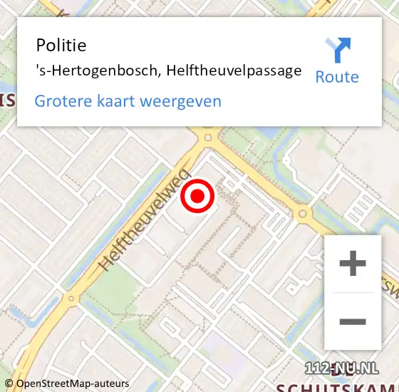 Locatie op kaart van de 112 melding: Politie 's-Hertogenbosch, Helftheuvelpassage op 9 september 2024 19:41