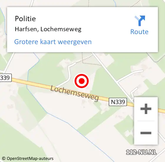 Locatie op kaart van de 112 melding: Politie Harfsen, Lochemseweg op 9 september 2024 19:59