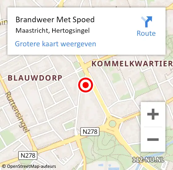 Locatie op kaart van de 112 melding: Brandweer Met Spoed Naar Maastricht, Hertogsingel op 9 september 2024 20:23