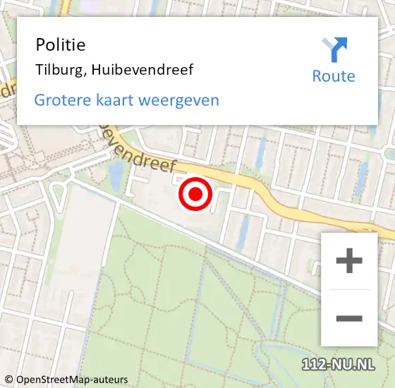 Locatie op kaart van de 112 melding: Politie Tilburg, Huibevendreef op 9 september 2024 20:23