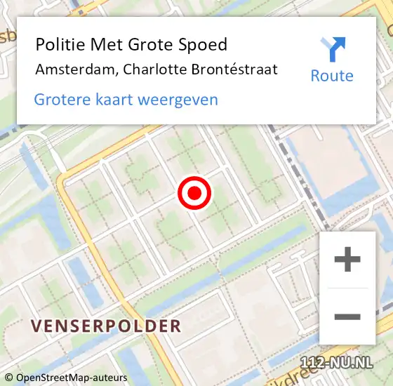 Locatie op kaart van de 112 melding: Politie Met Grote Spoed Naar Amsterdam, Charlotte Brontéstraat op 9 september 2024 20:27