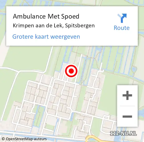 Locatie op kaart van de 112 melding: Ambulance Met Spoed Naar Krimpen aan de Lek, Spitsbergen op 9 september 2024 20:35