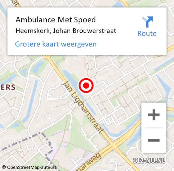 Locatie op kaart van de 112 melding: Ambulance Met Spoed Naar Heemskerk, Johan Brouwerstraat op 9 september 2024 20:39