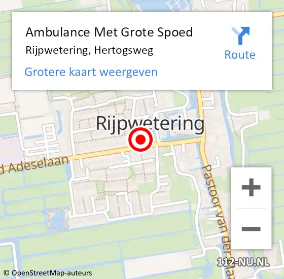 Locatie op kaart van de 112 melding: Ambulance Met Grote Spoed Naar Rijpwetering, Hertogsweg op 9 september 2024 20:39