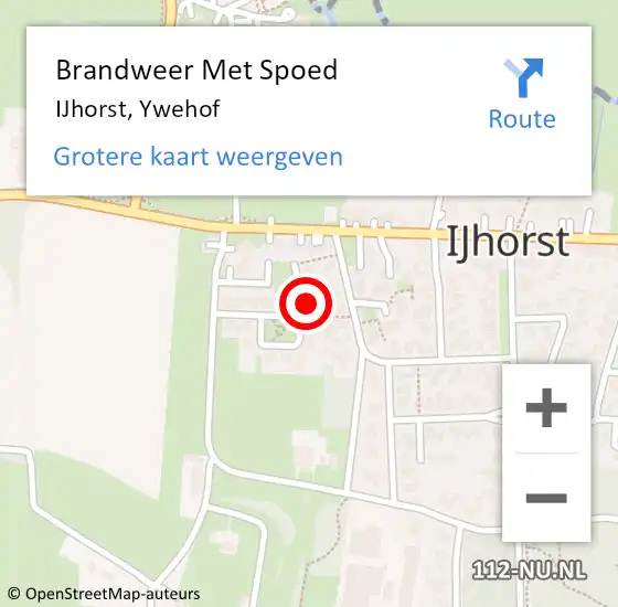 Locatie op kaart van de 112 melding: Brandweer Met Spoed Naar IJhorst, Ywehof op 9 september 2024 20:40