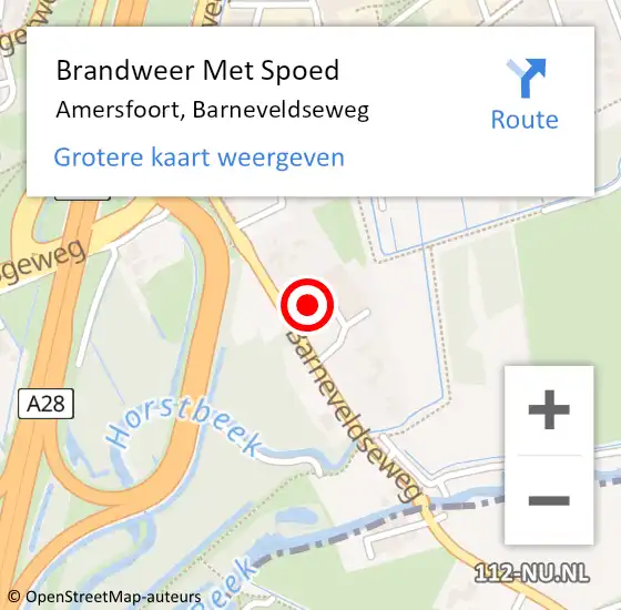 Locatie op kaart van de 112 melding: Brandweer Met Spoed Naar Amersfoort, Barneveldseweg op 9 september 2024 21:13