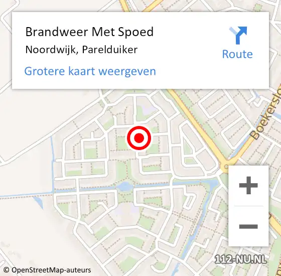 Locatie op kaart van de 112 melding: Brandweer Met Spoed Naar Noordwijk, Parelduiker op 9 september 2024 21:16