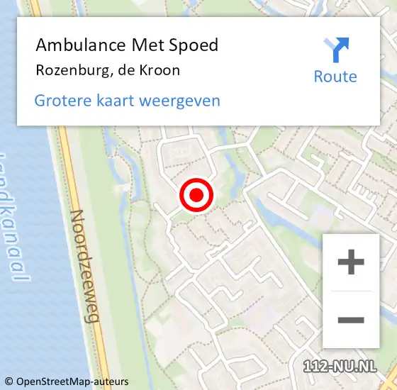 Locatie op kaart van de 112 melding: Ambulance Met Spoed Naar Rozenburg, de Kroon op 9 september 2024 21:16