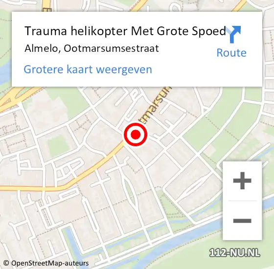 Locatie op kaart van de 112 melding: Trauma helikopter Met Grote Spoed Naar Almelo, Ootmarsumsestraat op 9 september 2024 21:37