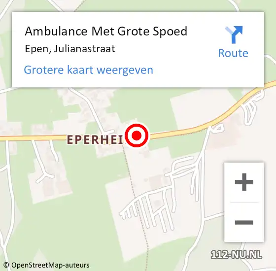 Locatie op kaart van de 112 melding: Ambulance Met Grote Spoed Naar Epen, Julianastraat op 19 oktober 2014 15:14