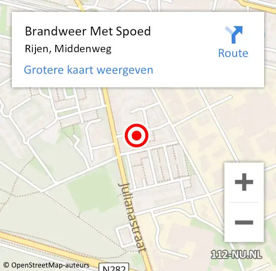 Locatie op kaart van de 112 melding: Brandweer Met Spoed Naar Rijen, Middenweg op 9 september 2024 21:58