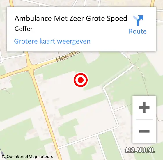 Locatie op kaart van de 112 melding: Ambulance Met Zeer Grote Spoed Naar Geffen op 9 september 2024 22:10