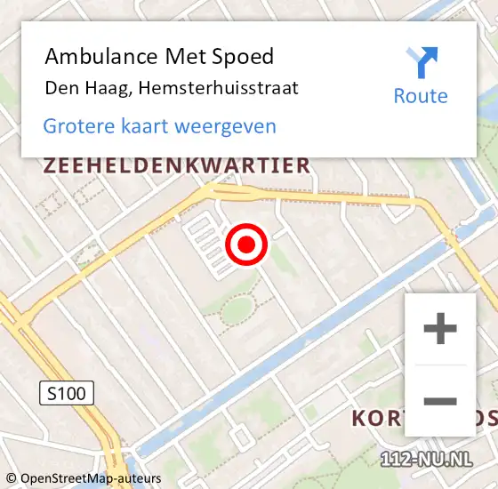 Locatie op kaart van de 112 melding: Ambulance Met Spoed Naar Den Haag, Hemsterhuisstraat op 9 september 2024 22:10