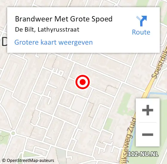 Locatie op kaart van de 112 melding: Brandweer Met Grote Spoed Naar De Bilt, Lathyrusstraat op 9 september 2024 22:11