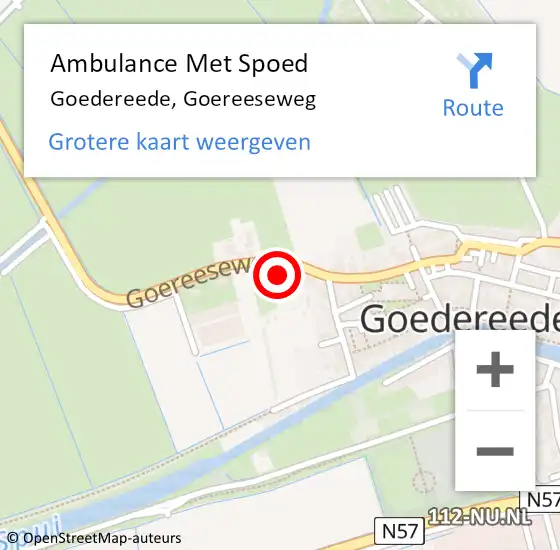 Locatie op kaart van de 112 melding: Ambulance Met Spoed Naar Goedereede, Goereeseweg op 9 september 2024 22:14