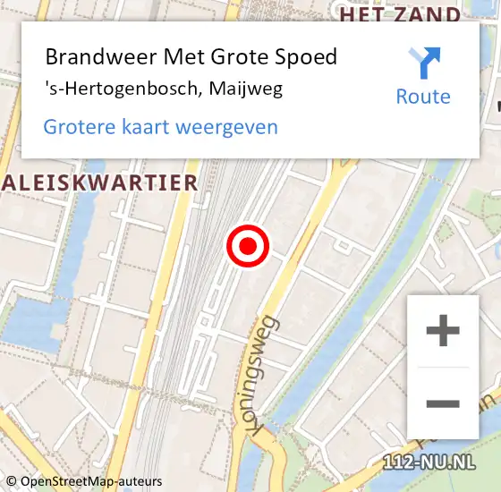 Locatie op kaart van de 112 melding: Brandweer Met Grote Spoed Naar 's-Hertogenbosch, Maijweg op 9 september 2024 22:17