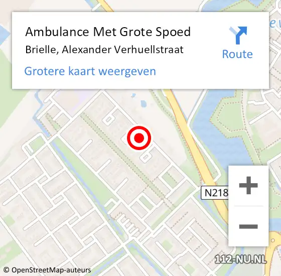 Locatie op kaart van de 112 melding: Ambulance Met Grote Spoed Naar Brielle, Alexander Verhuellstraat op 9 september 2024 22:22