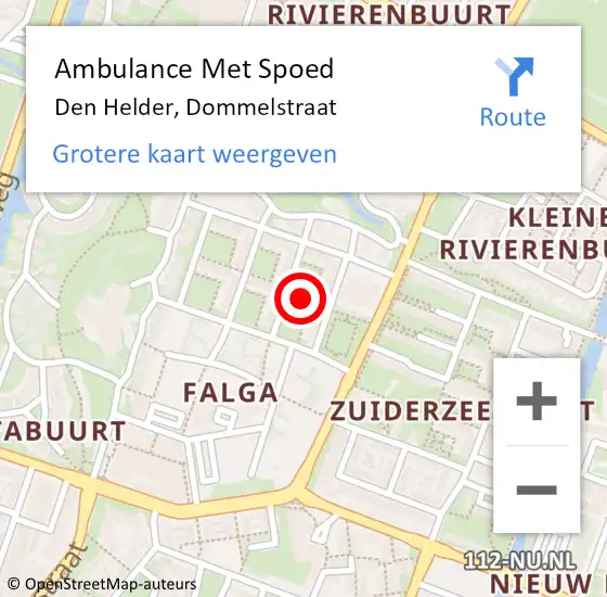 Locatie op kaart van de 112 melding: Ambulance Met Spoed Naar Den Helder, Dommelstraat op 9 september 2024 22:25