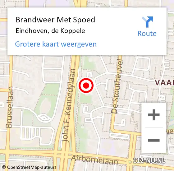 Locatie op kaart van de 112 melding: Brandweer Met Spoed Naar Eindhoven, de Koppele op 9 september 2024 22:27