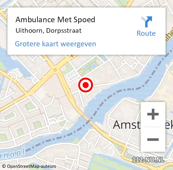 Locatie op kaart van de 112 melding: Ambulance Met Spoed Naar Uithoorn, Dorpsstraat op 9 september 2024 22:34