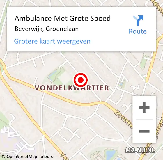 Locatie op kaart van de 112 melding: Ambulance Met Grote Spoed Naar Beverwijk, Groenelaan op 9 september 2024 22:36