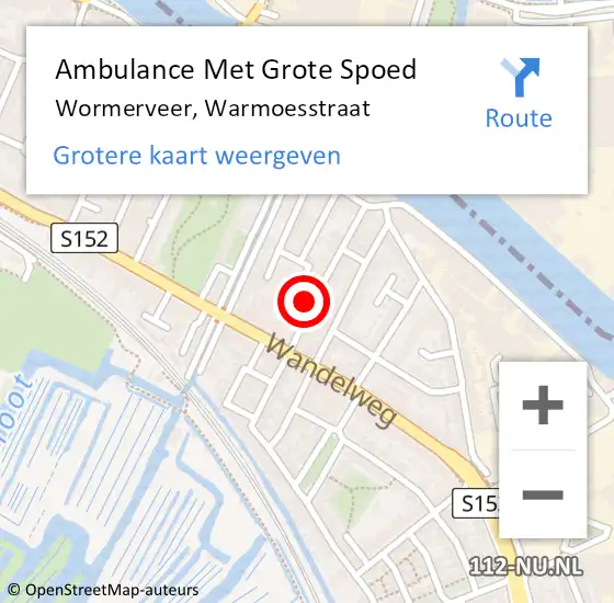 Locatie op kaart van de 112 melding: Ambulance Met Grote Spoed Naar Wormerveer, Warmoesstraat op 9 september 2024 23:04