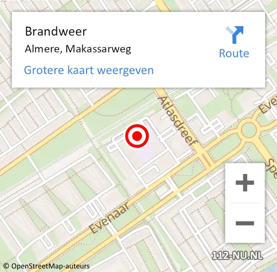 Locatie op kaart van de 112 melding: Brandweer Almere, Makassarweg op 9 september 2024 23:08