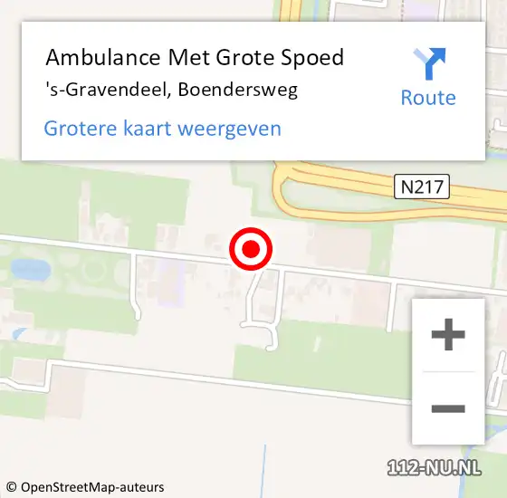 Locatie op kaart van de 112 melding: Ambulance Met Grote Spoed Naar 's-Gravendeel, Boendersweg op 9 september 2024 23:16