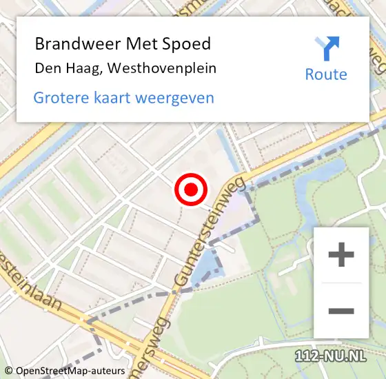 Locatie op kaart van de 112 melding: Brandweer Met Spoed Naar Den Haag, Westhovenplein op 9 september 2024 23:28