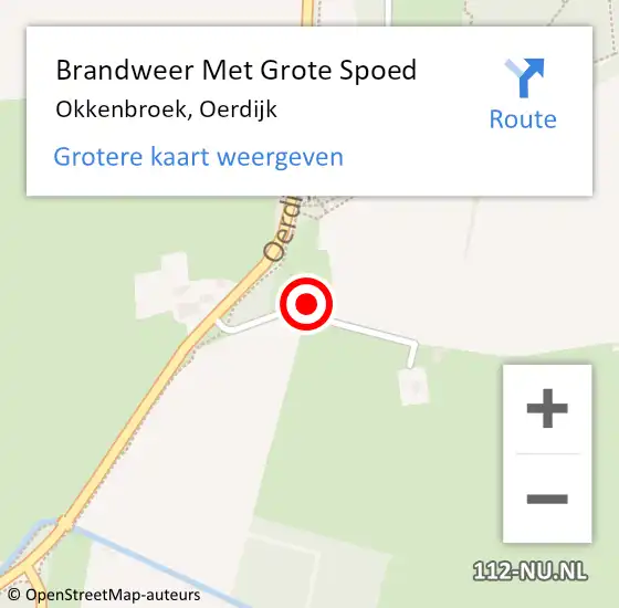 Locatie op kaart van de 112 melding: Brandweer Met Grote Spoed Naar Okkenbroek, Oerdijk op 19 oktober 2014 15:20