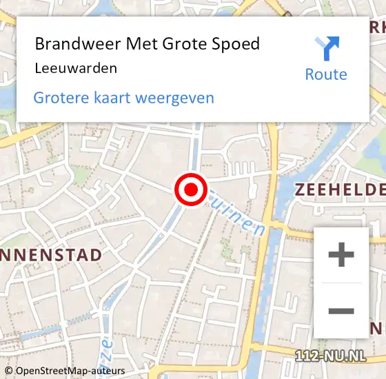 Locatie op kaart van de 112 melding: Brandweer Met Grote Spoed Naar Leeuwarden op 9 september 2024 23:38