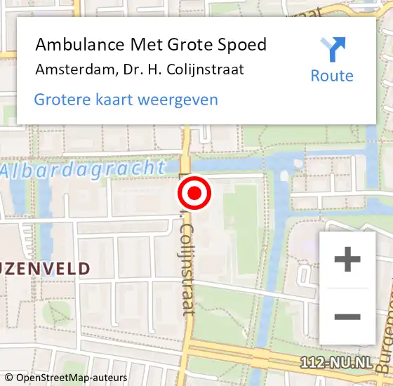 Locatie op kaart van de 112 melding: Ambulance Met Grote Spoed Naar Amsterdam, Dr. H. Colijnstraat op 9 september 2024 23:50