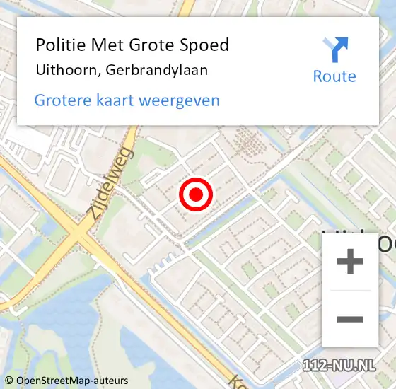 Locatie op kaart van de 112 melding: Politie Met Grote Spoed Naar Uithoorn, Gerbrandylaan op 9 september 2024 23:52