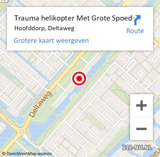 Locatie op kaart van de 112 melding: Trauma helikopter Met Grote Spoed Naar Hoofddorp, Deltaweg op 9 september 2024 23:59